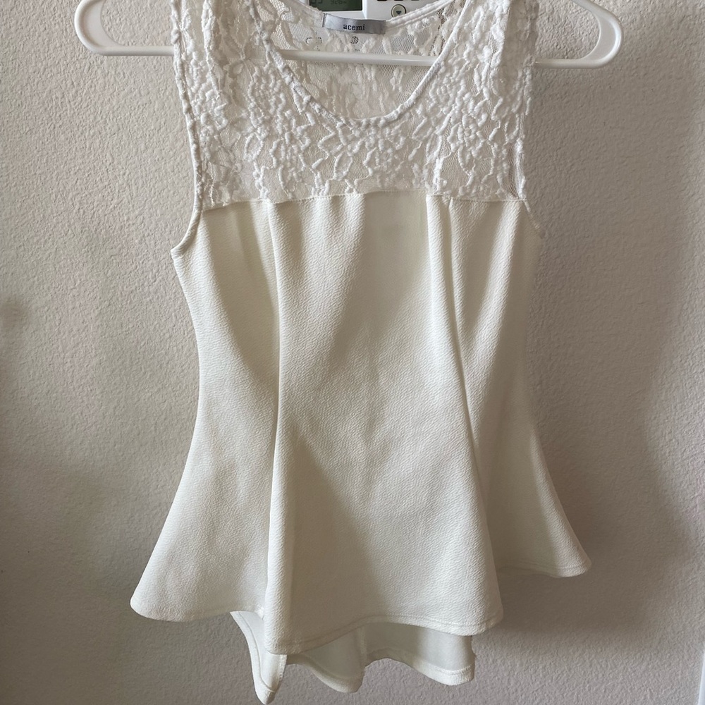 Acemi White Fit Flare Tank Top